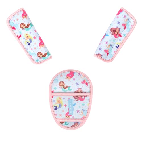 Car Seat Straps Pads for Kids, Ultra Soft Plush Car Seat Strap Covers for Kids, Infant Carseat Shoulder Pad, Hip Support for Car Seats, Pushchair, Baby Stroller. (Mermaid World)