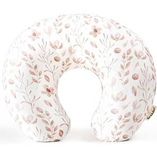 GRSSDER Nursing Pillow Cover, Stretchy Soft Minky Breastfeeding Pillow Slipcover, Fit Most Nursing Support Pillows for Breastfeeding, Comfortable Safe Pillow Cover, Watercolor Pink Flora