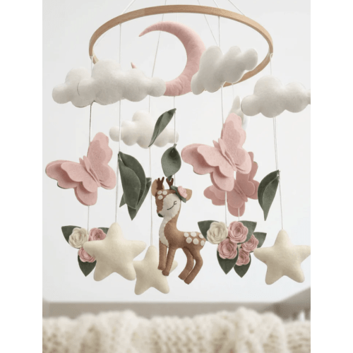 Woodland Deer & Butterfly Nursery Mobile | Baby Shower Gift - Cozybabywear