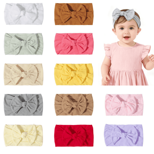 20 PCS Baby Headbands, Soft Nylon Baby Girls Hair Bows Elastics Hairbands for Newborn Infant Toddler