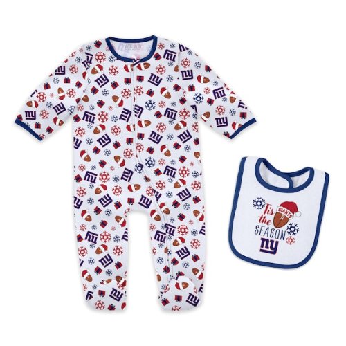 Infant & Newborn WEAR by Erin Andrews New York Giants Holiday Full-Zip Sleeper & Bib Set