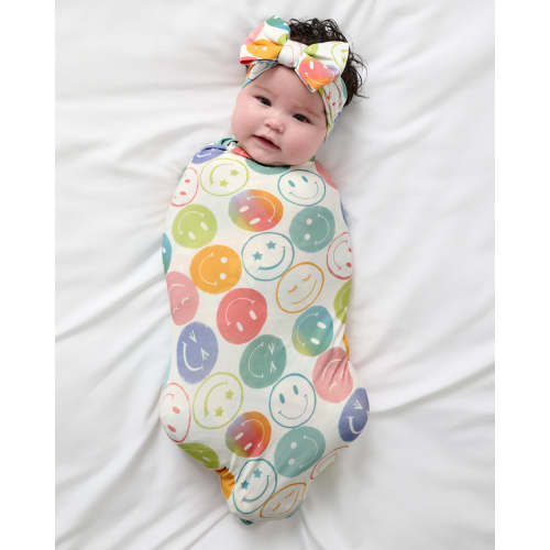 Positive Vibes Swaddle & Luxe Bow Headband Set - Little Sleepies