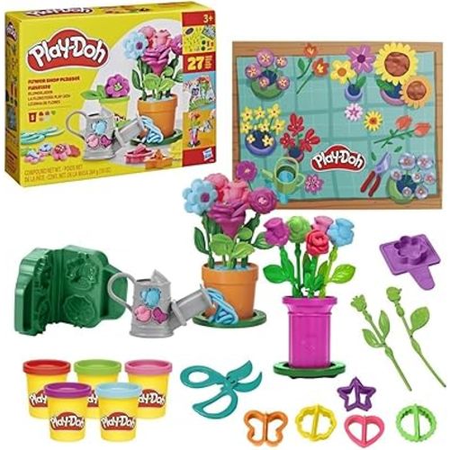 Play-Doh Flower Shop Playset, 27 Garden Toy Accessories, Kids Arts & Crafts, 3+ (Amazon Exclusive)