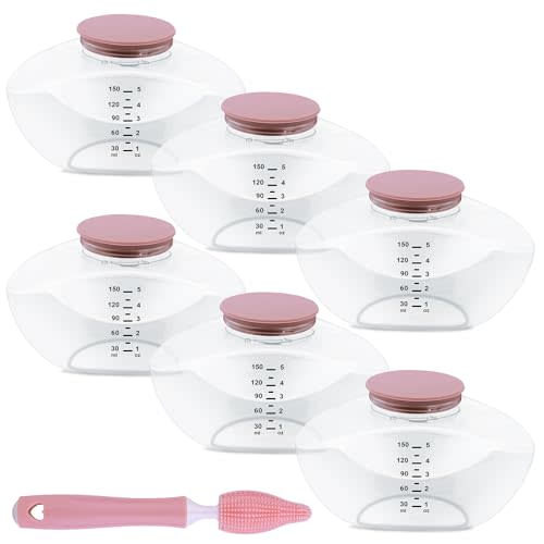 Pump Bottles Compatible with M9-6 Pack 150ml Breastmilk Storage Containers, Electric Breast Pump Replacement Kit, Breast Pump Parts for Breastfeeding Moms