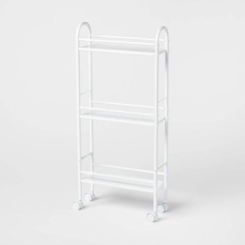 3 Tier Shelf Narrow Metal Storage Cart White - Brightroom™