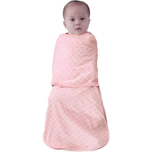Baby Swaddle,Sleep Sack 6-12 Months,Adjustable WearableTransition Blanket,Miracle Swaddles for Babies Large,100% Cotton(Pink)