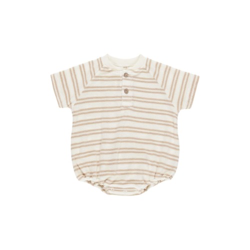Stripe Cotton Terry Henley Bubble Romper
