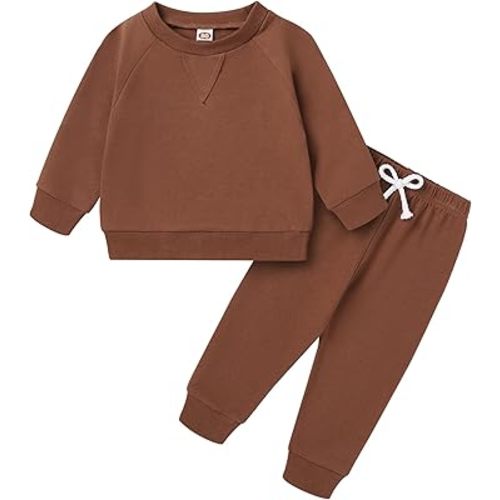 Happy Town Fall Outfits for Toddler Girl Boy Long Sleeve Top and Long Pants Set Toddler Sweatsuits