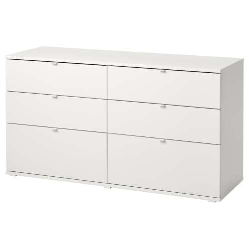 VIHALS 6-drawer dresser - white/anchor/unlock function 55 1/8x18 1/2x29 1/2 "