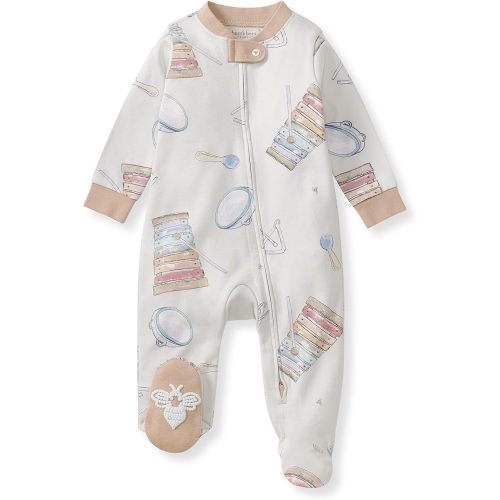 Burt's Bees Baby Baby Girls Pajamas, Zip Front Non-Slip Footed Sleeper Pjs, 100% Organic Cotton
