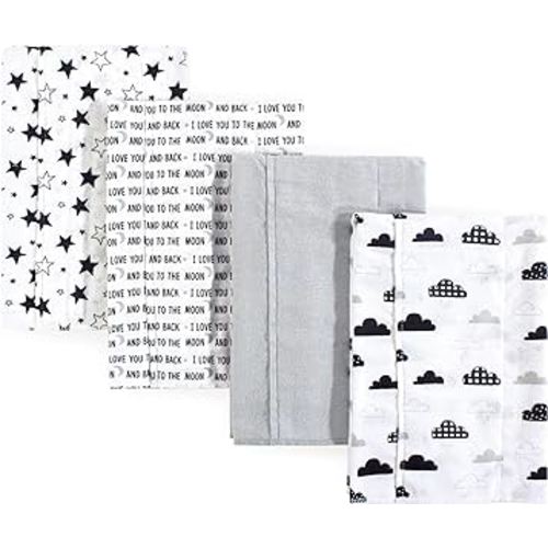 Hudson Baby Unisex Baby Cotton Flannel Burp Cloths, Moon And Back, One Size