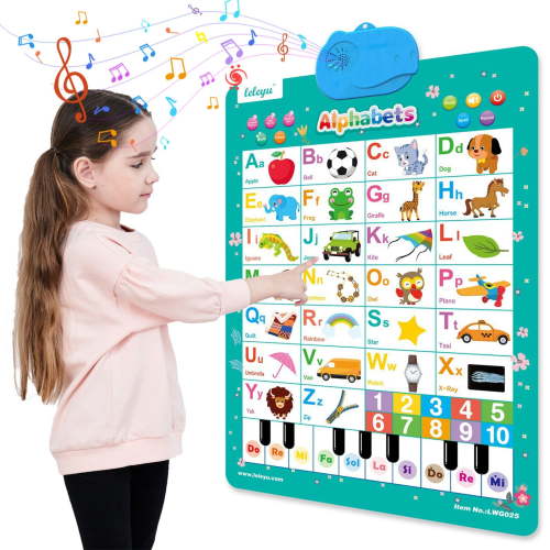 Aonerit Electronic Alphabet Wall Chart, Talking ABC&123s&Music, Alphabet & Number & Piano Keyboard Learning Poster, Kids Learning Interactive Educational Toddler Toy, Preschool Gifts