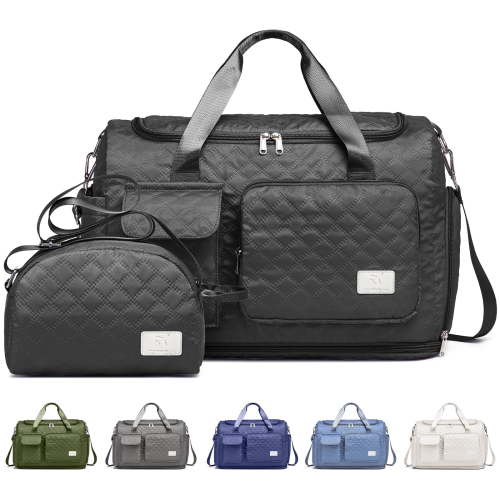 Joyway Duffle Bag, Foldable Gym Bag with Wet Bag, Expandable, Adjustable Shoulder Strap, Shoe Compartment, Waterproof, Suitable for School, Travel, Weekend, Fitness, Hospital Bag, Unisex
