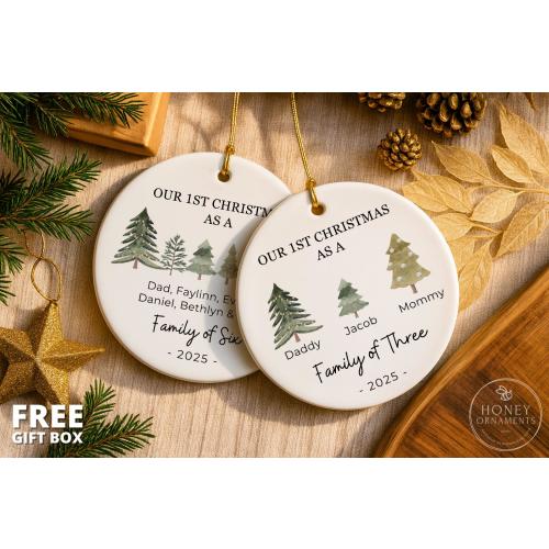 Family of Three Christmas Ornament - Family of 3 Ornament - Family Ornament - Personalized Baby's First Christmas Ornament, New Parent Gift