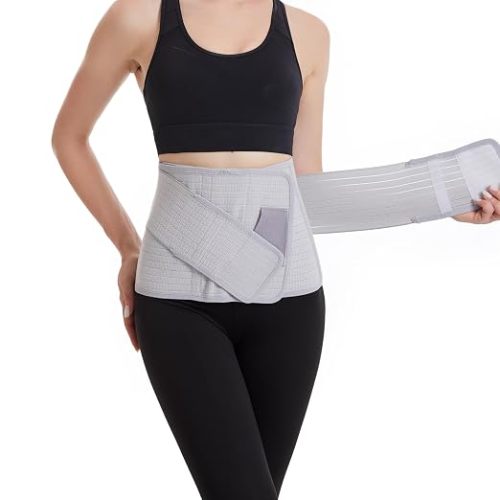 Postpartum Belly Band, Abdominal Binder Post Surgery Belly Wrap, C Section Recovery Must Haves, Girdle for Postnatal Care, Waist/Pelvis Belt for Back Pain Relief Black S/M
