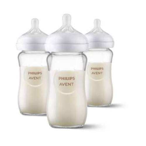 Philips Avent Natural Glass Baby Bottle with Response Nipple - 8oz: Level 3 Nipple, BPA-Free : Target