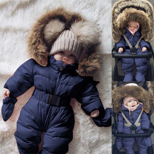Bjutir Winter Jackets For Girls Boys Toddler Hooded Collar Solid Color Long Sleeve Coat Cute Hooded Warm Jumpsuit Fall Winter Outwear Kids Jacket Size 6-9 Months