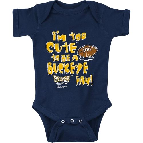 Smack Apparel Michigan Football Fans. Too Cute (Anti-Ohio State) Navy Onesie or Toddler Tee (NB-5/6T)