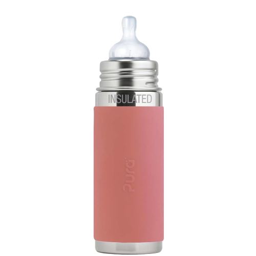 Pura Kiki 7oz Stainless Steel Insulated Infant Bottle – Includes Silicone Medium-Flow Nipple & Sleeve – Anti-Colic, Plastic-Free, MadeSafe Certified
