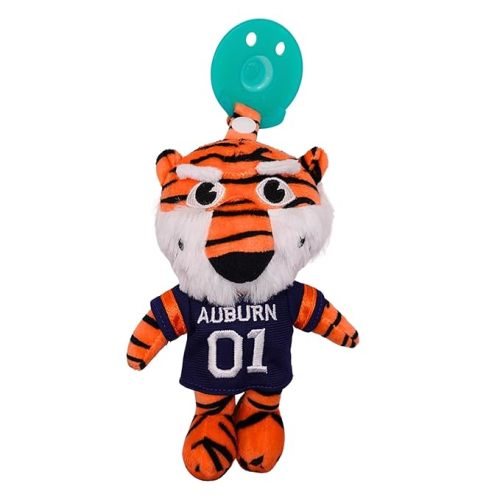 Gamezies Baby Boy and Girl Silicone Pacifier with College Mascot Removable, Washable Plush Toy CPSIA Tested, BPA-Free 0-6 Months (Auburn)