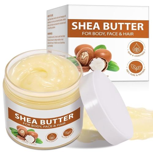 Pure Organic Shea Butter Raw, Unrefined Body & Face Butter - 100% Natural Vitamin A, E & F - Long-Lasting Hydration for Dry Skin, Hair Care, 7.8 oz