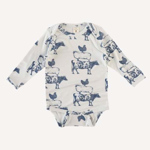 long sleeve lap neck bodysuit | bijou animal party | bamboo