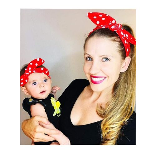 Mommy & Me Red Polka Dot Stretch Headbands – Matching Cotton-Spandex Hair Accessories for Women & Girls