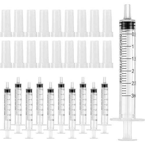 25 Pcs 3 ml Syringe for Liquid Without Needle, Scientific Labs Syringes with Cap, Small Plastic Syringes for Science Student Measuring Liquid Pet Dog Cat Baby Feeding Oral Colostrum