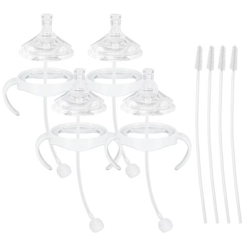 Straw Cup Soft Spout Conversion Kit for Philips Avent Natural Baby Bottle, Bottle Handles and Weighted Straw (4 Pack)