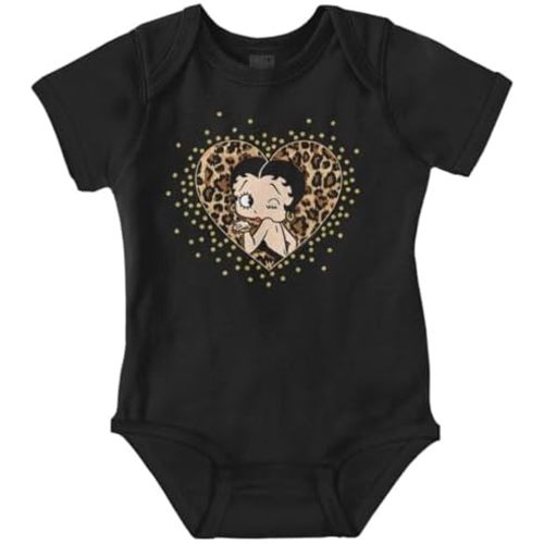 Brisco Brands Betty Boop Cheetah Print Heart Baby Bodysuit Jumper Girls