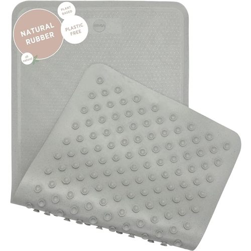 HEVEA Natural Rubber Big Bath Mat - Upcycled, Danish Design - Non Slip Bathtub Mat, 299 Suction Cups - Safe and Friendly Shower Mat for All Ages (Granite)