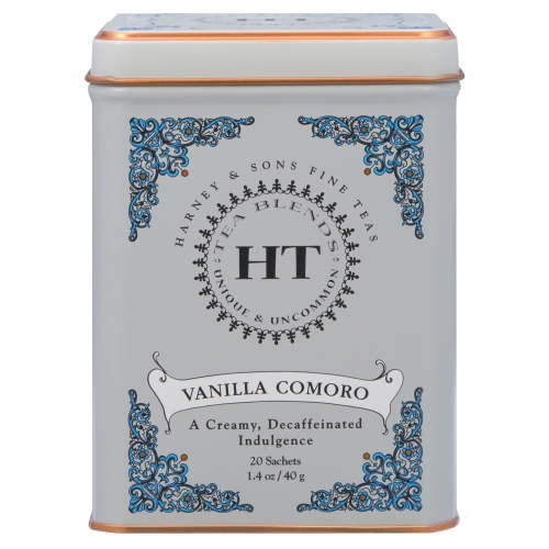 Harney & Sons Vanilla Comoro Decaffeinated Black Tea, 20 Pyramid Tea Bags (Sachets)
