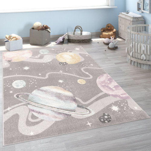 Wade Logan® Arielly Kids Rug With Planets And Stars In Pastel Colors & Reviews | Wayfair