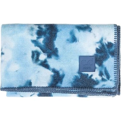Funky Junque Blue Tie Dye Viscose Baby Blanket, Ultra Soft 30 X 35 Inches for Crib, Stroller, Swaddle - Tie Dye - Navy/Pale Blue