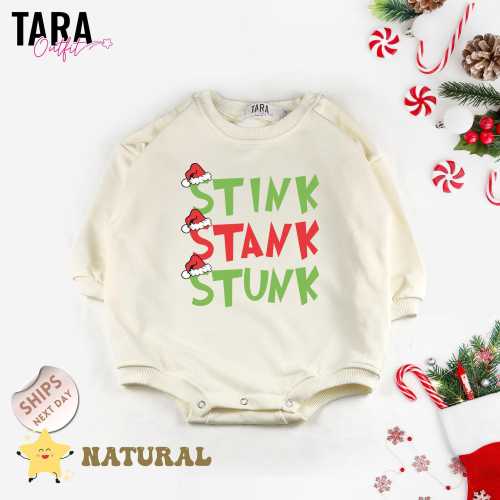 Stink Stank Stunk Christmas Baby Bodysuit, Christmas Natural Baby Romper, baby gift, Baby Shower Gift, 2000270
