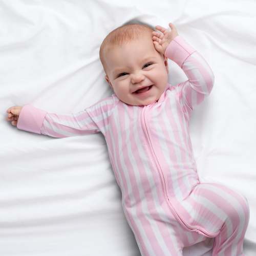 Cotton Candy Pink Stripe Zip Romper
