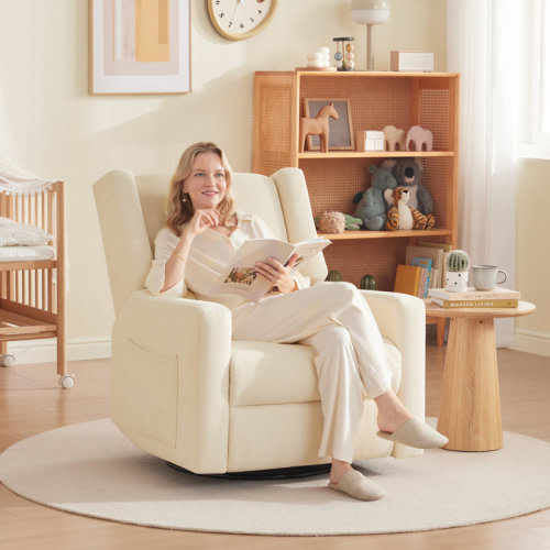 Latitude Run® Tucker Upholstered Glider Recliner Rocking Chair Swivel for Nursery & Living Room & Reviews | Wayfair