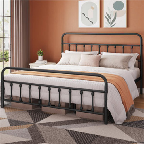 August Grove® Classic Iron Platform Bed with High Headboard and Footboard & Reviews | Wayfair