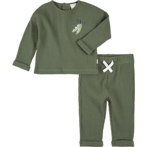Pea Pod Embroidered Waffle Knit Top & Pants Set, 12M