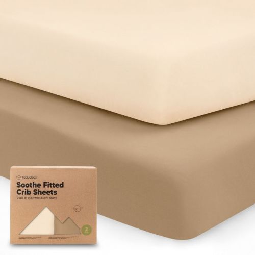 KeaBabies 2pk Soothe Fitted Crib Sheets Neutral, Organic Baby Crib Sheets, Fits 52x28 Standard Nursery Baby Mattress (Pecan)