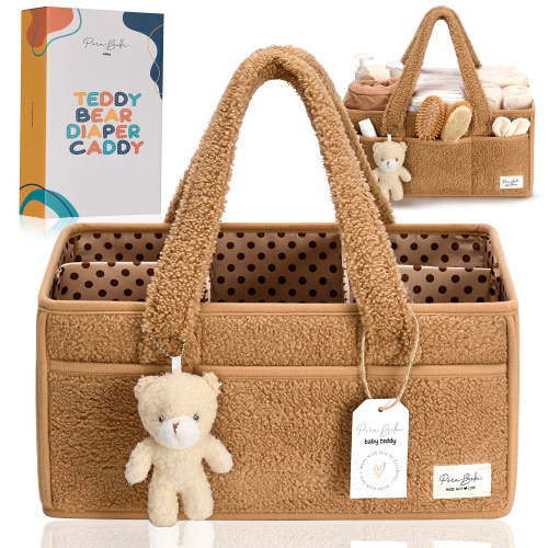 Baby Diaper Caddy Organizer for Changing Table, Portable Nursery Storage Basket Dresser Top