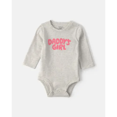 Baby Girl 'Daddys Girl' Long-Sleeve Graphic Bodysuit - Grey | Carter's