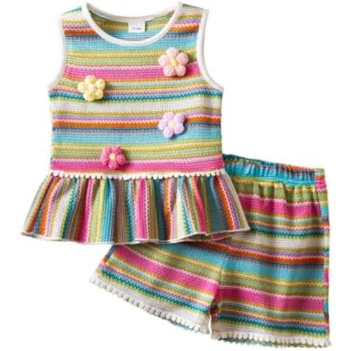 TTYAOVO Baby Girls 2 Piece Summer Outfit Top and Shorts Set Infant Birthday Party Clothes 9-36M