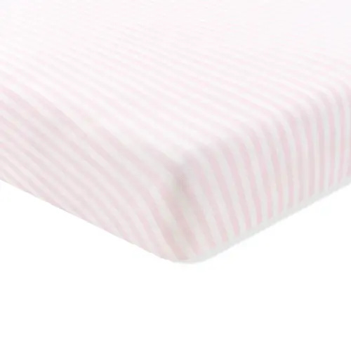 Crib sheet in small sakura stripe