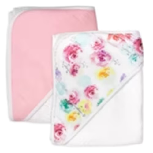 2-Pack Organic Cotton Hooded Towels, Rose Blossom | Honest Baby Clothing