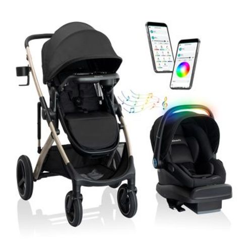Evenflo Monarch Travel System with LiteMax NXT Infant Seater with Bassinet SensorySoothe - Space Black