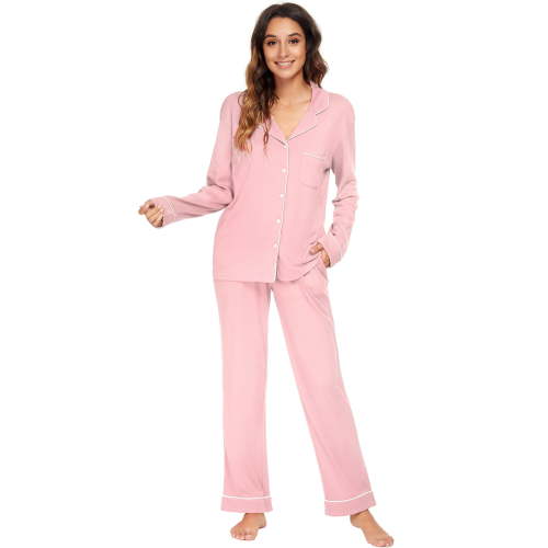 HEARTNICE Women Button up Pajama Set Long Sleeve Sleepwear Lightweight Pjs Set,(Pink,M)