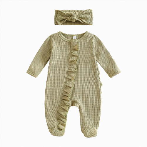 Ccpelsie Baby Girl Clothes Infant Newborn Onesie Clothes for Baby Girls Long Sleeve Outfit(Light Green,0-3 Months)