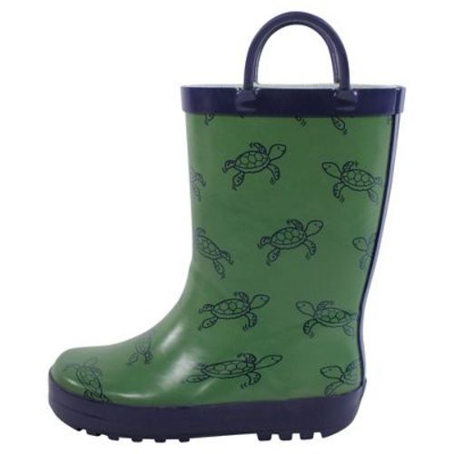 Hudson Baby Infant Boy Rain Boots, Green Turtles, 8 Toddler