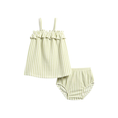 Fern Stripe Terry Cloth Dress & Bloomers Set